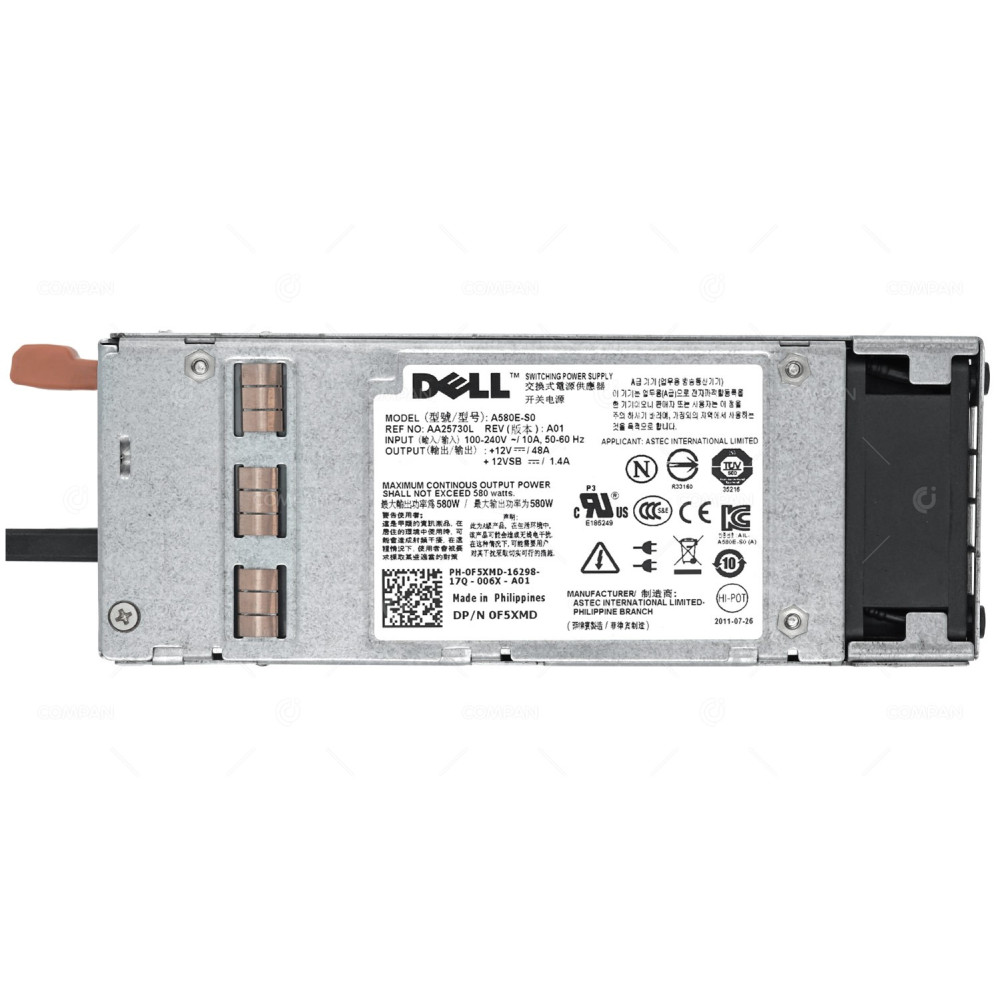 F5XMD DELL 580W POWER SUPPLY FOR DELL POWEREDGE T410